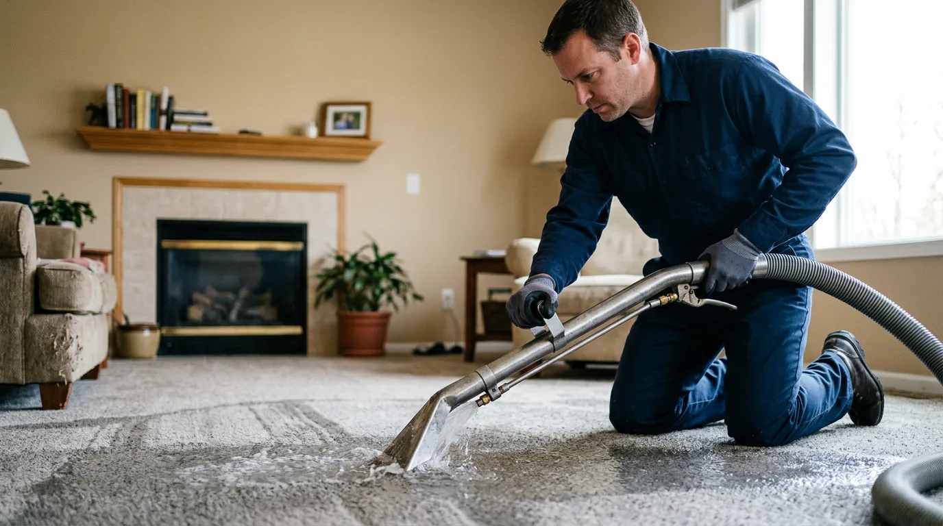 Water damage restoration technician working near Oak Park, IL